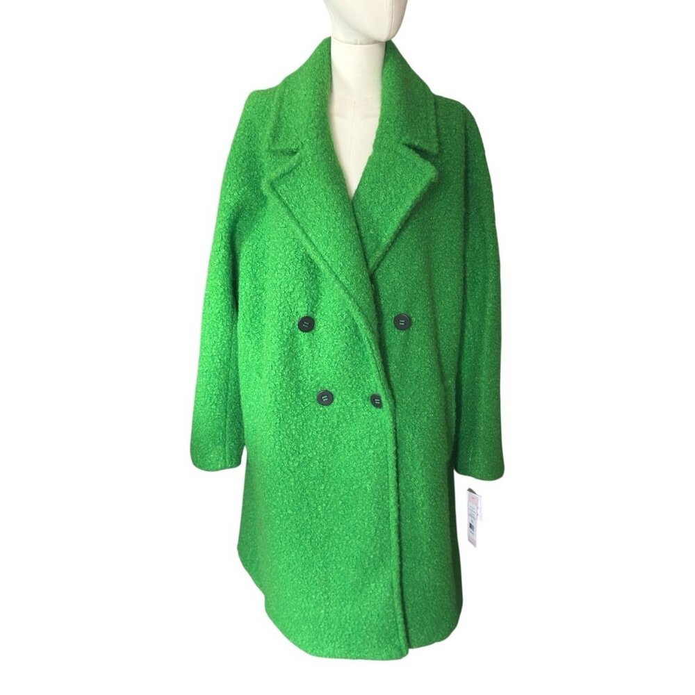 NWT BCBGeneration Kelly Green Boucle Walker Coat with Pockets Women's XXL